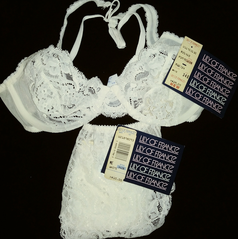 NWT Lilly of France White Bra/Panty set 34B